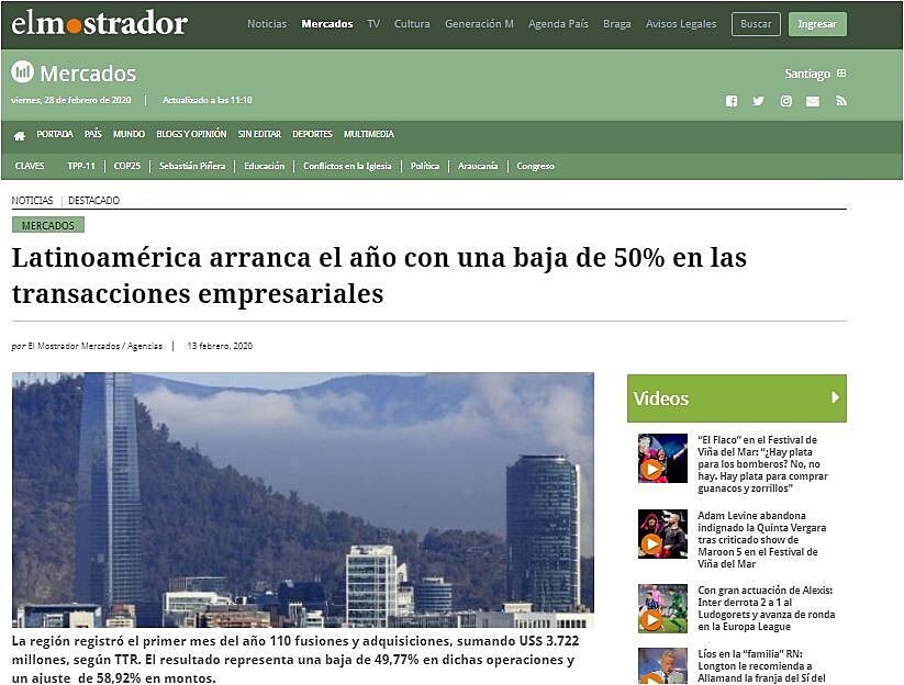 Latinoamrica arranca el ao con una baja de 50% en las transacciones empresariales